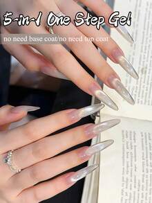 MISS SHAKA Vernis à ongles gel 5-en-1 10 ml sans base ni top coat, effet blanc transparent glacé et or clair œil de chat, blanchissant, style haut de gamme, doux, pour salon de manucure et DIY à la maison, nail art, fournitures pour ongles 2026 - Multicolore - Voir 8