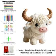 1pc Highland Cow/Giraffe/Heart Puppy Crochet Kit (Unfinished, Requires Simple Hand Crochet)! DIY Crochet Kit For Beginners, Includes Step-By-Step Guide And English Instructions. Desktop Decor Gift, Suitable For Halloween, Christmas, Graduation, Birthday - DIY Crochet Kit - View 2