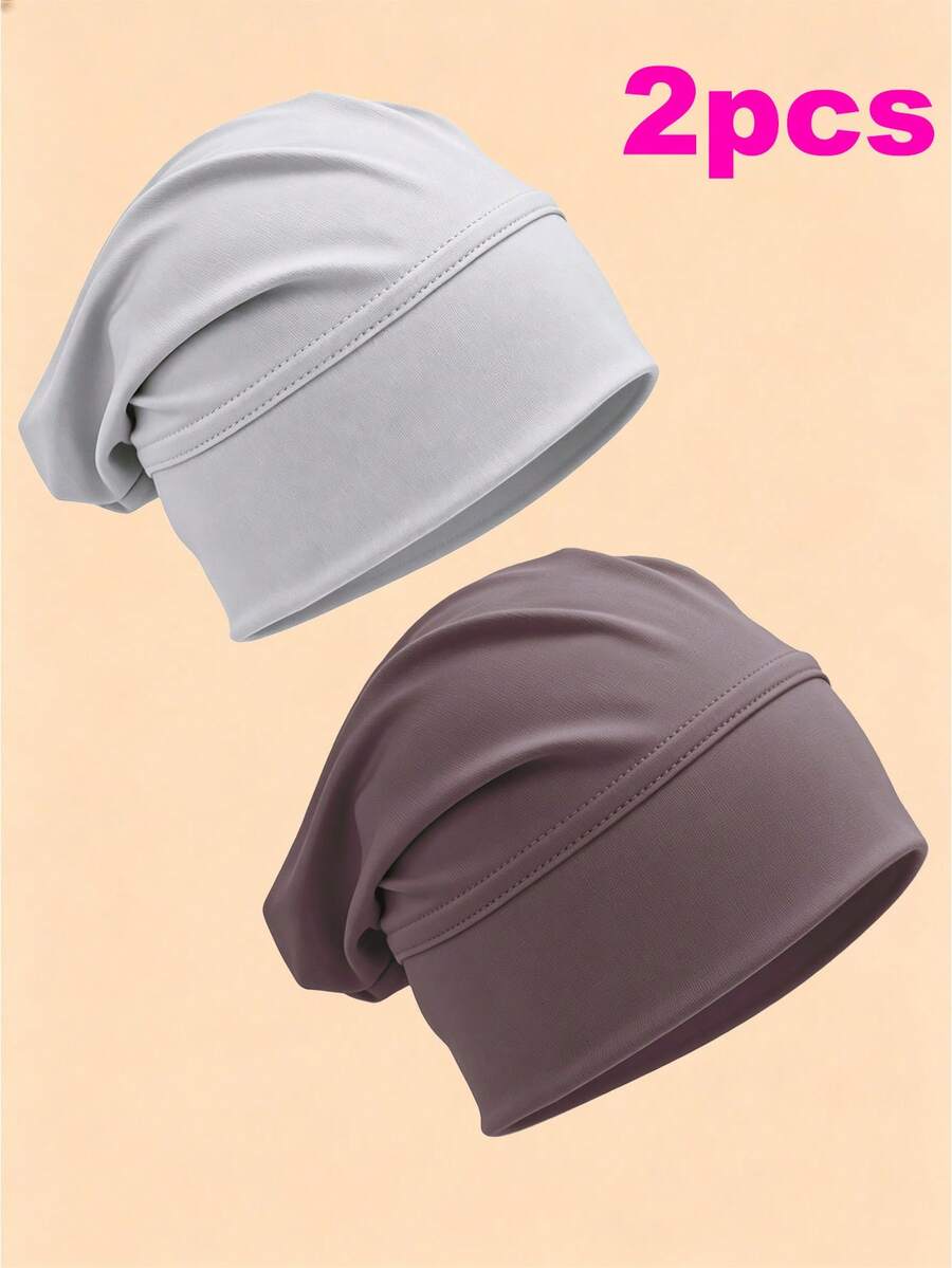 CONFLASS Women's Soft Milk Silk Sleep Hair Bonnet, Elastic Stretchable Breathable Night Hair Cap, Protects Curly And Natural Hair, Solid Color Satin Hair Cover
