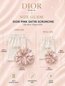 Dior 粉色緞面髮圈 10cm/8cm，柔軟緞面附品牌 Logo，彈性不鬆脫，適合日常髮型造型與禮盒贈禮 - 粉色 - 查看 4