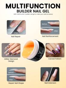 YOKEFELLOW 15g Orange Soak-Off Builder Gel For Nail Extensions, UV LED Long-Lasting Thickening Gel, Summer Vacation Nail Art, Best Gift For Women And Girls - Orange - View 5