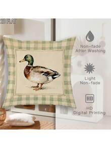 2D 1/2/4pcs Duck Throw Pillow Covers Green Beige Cozy Decorative Pillowcases One Sided Printing For Living Room Bedroom Sofa Bed Decor Without Pillow Inserts - Mustard Yellow - View 7