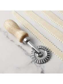 1pc Wooden Handle Pastry Cutter Wheel, Steel Pastry Cutter, Dumpling Light Beige Floral Edge Mold, Cookie & Pastry Dotted Line Rolling Cutter Mold, Kitchen Tool, Kitchenware - Multicolor - View 11