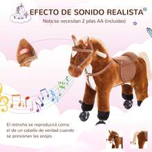 HOMCOM Caballito para Niños de +2 Años Caballo de Juguete con Ruedas Sonidos de Relincho Palos y Pedales Carga 60 kg 55x23x60 cm Marrón - marrón - Ver 4
