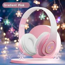 Nuevo tipo de auriculares supraaurales luminosos, auriculares supraaurales inalámbricos plegables, batería de 150mAh, adecuados para llamadas, juegos, música, ocio y entretenimiento, auriculares supraaurales de estilo lindo, regalo para la novia, carga Tipo-C, recargable - Ver 1