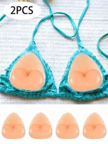 2 buah Bantalan Peningkat Payudara Segitiga Transparan yang Dapat Digunakan Kembali, Cocok untuk Bikini, Pakaian Renang, dan Bra Olahraga - aprikot - View 1