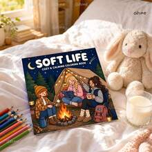 Soft Life2: Livro de Colorir da Série Vida de Meninas Fofas, 24 Páginas de Rabiscos Divertidos, Adequado para Relaxamento, Aniversário de Meninas, Aniversário, Reunião de Melhores Amigas, Volta às Aulas, Halloween, Presentes de Natal, 7,9x7,9 Polegadas, com Bloco de Papel - vida suave2 - Visão 12