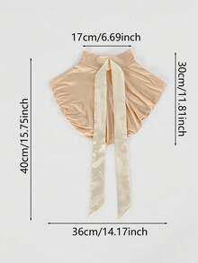1件女款純色假領飾品附緞面圍巾，優雅休閒薄肩假領，柔軟親膚保暖圍巾，適合四季穿搭 - 淺卡其 - 查看 8