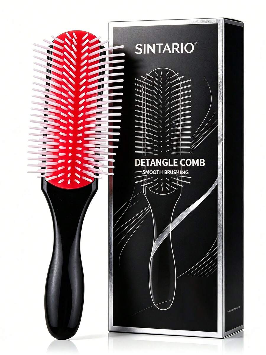 Premium Professional Classic Styling Curling Comb 9-Row Black Hair Comb Suitable For Wet And Dry Hair Perfect For Distribution And Styling Anti-Static Gentle On Scalp Ergonomic Handle Durable Bristles Suitable For All Hair Types Unisex - Multicolor - View 1