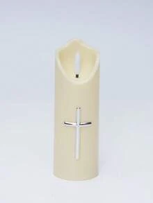 1pc Flameless Flickering Cross Ivory White LED Candle, Battery Operated, Suitable For Dining Table, Fireplace, Wedding, Party, Home, And Other Occasions. (Battery Included) - Cross Ivory White - View 8