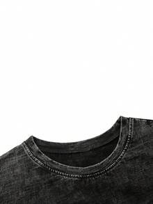 Women's Pure Cotton American Style Black Washed Distressed Fashion Vintage Street Casual Vacation Home School Hot Girl Unisex Loose Long Sleeve Crew Neck Sweatshirt - Black - View 7