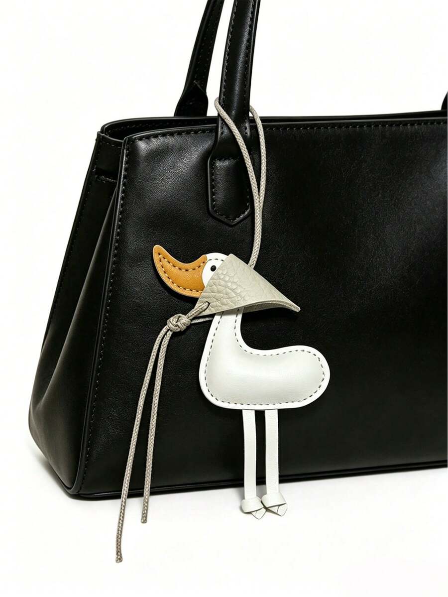1pc Lucky Yellow Duck Keychain, Genuine Leather PU Material, Handmade, Cute Cartoon, Car Key Ring, Bag Pendant, Gift For Female Friends And Sisters - Multicolor - View 1
