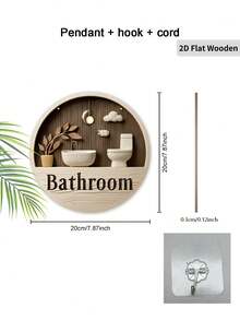Modern Wooden Bathroom Sign, Vintage Decorative Hanging Ornament, Home Bathroom Wall Art/Desktop Decor - Multicolor - View 12