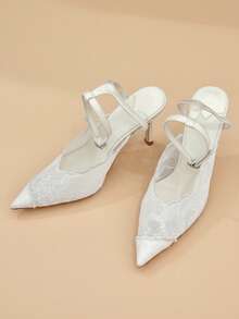 Red Yellow Green Blue Gradient Rainbow Colorblock Pointed Toe Low Vamp Ultra-Thin Heel Sexy High Heel Pumps Basic Style - White - View 2