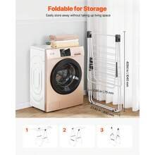 Tendedero Plegable 2 Niveles con Pinzas para Calcetines Tendedero de Ropa 1385 mm de Tendido 21 Barras de Secado Tubos de Hierro y Plástico PP Altura Ajustable para Exterior, Interior, Blanco - 2 Niveles, Tendedero de Ropa 1385 mm - Ver 6