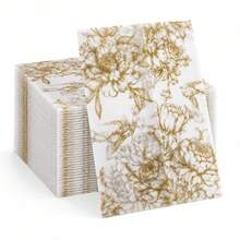20PCS/50PCS Translucent Series Gold Rose Pattern Envelope,Sulfuric Acid Paper Blank Envelope,Gift Card &Greeting Card Envelopes For All Occasions,High-Quality Stationery - Flower/Gold - View 2