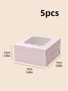 5/10pcs 6*6*3 Inch Fit 4 Inch Cake Transparent Window Paper Pastry Cake Packaging Box Minimalist Versatile Square Birthday Wedding Holiday Party Best Friend Tea Break Home Baking Store Pastry Takeout Gift Box - View 13