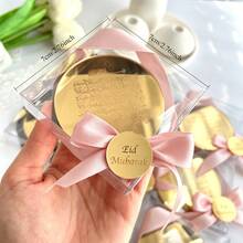 Luxury Round Mirror Acrylic Plaque With Satin Bow, Fully Custom Engravable Name & Date Souvenir Tags, Sentimental Table Decor Keepsake Gifts For Wedding, Valentine's Day, Birthday Parties - Multicolor - View 4