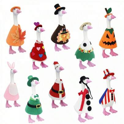 10Set/1set Holiday Mini Desk Goose Outfit For 7 Inch Desktop Goose Table Decor Gifts