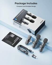 Micrófono Lavalier Inalámbrico 2 en 1 2026 con Reducción de Ruido, Micrófono de Solapa Mini para Android, Plug and Play, Audio HD para Video Vlog, Streaming, Podcast, Entrevistas y Grabación Profesional - Camel - Ver 9