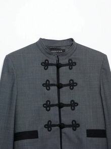 Seelio Autumn New Women's European And American Style Fashion Minimalist Versatile Knot Button Blazer Jacket - Grey - View 6