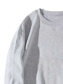 SU ER Men's Casual Crew Neck Sweatshirt, Autumn/Winter, Street Style Essential - Light Grey - View 8