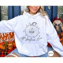 Hallows Sacred Heart Pumpkin Hooded Sweatshirt, All Hallows Eve Christian Sweatshirt, Catholic Halloween Hoodie, Jesus Fall Pullover, Faith Based - White - View 4