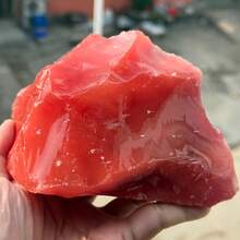 1件水晶原石櫻桃石，粗糙天然櫻桃石，櫻桃原石，仿紅色玻璃，人造紅色釉面玻璃 - 紅色 - 查看 7