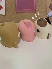 Cute Eating Cat Desktop Storage Pen Holder, INS Style Girly Mini Paper Clip Organizer, Student Office Creative Cartoon Animal Pen Holder, Multifunctional Desktop Decor - Multicolor - View 5