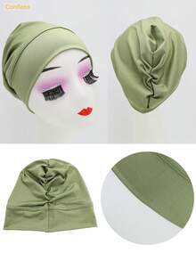 CONFLASS Women's Soft Milk Silk Sleep Hair Bonnet, Elastic Stretchable Breathable Night Hair Cap, Protects Curly And Natural Hair, Solid Color Satin Hair Cover - Multicolor - View 3