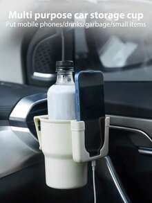 Car Air Vent Multi-Function Cup Holder, 2-In-1 Car AC Vent Cup Holder & Phone Mount, In-Car Beverage, Milk Tea & Miscellaneous Storage Organizer - A - View 7