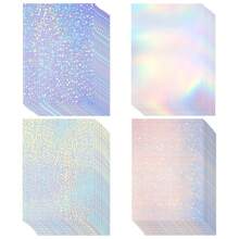 A4 Size Holographic Laminated Paper, 20 Sheets Transparent Self-Adhesive Waterproof Vinyl Material With Starry Rainbow Gemstone Pattern, Suitable For DIY Crafts, Scrapbooking And Card Making - Laminated Paper - View 2