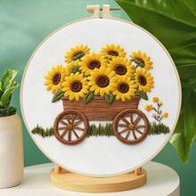 3 Styles Healing 3D Floral Embroidery Full Material Kit, Pastoral Tulip/Sunflower/Daisy Basket, Zero-Based Handmade DIY, Healing Stress Relief Home Decor - Multicolor - View 6