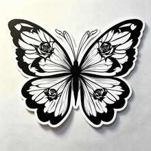 AD 1pc Black & White Colorful Butterfly Series 3D Stereo Effect Scratch Cover Car Sticker, Motorcycle Decoration Sticker - A - View 4