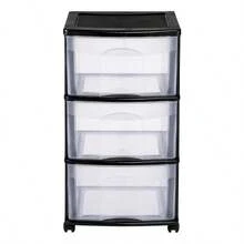 Office Cabinet - Black Multipurpose Organizer With Wheels - View 1