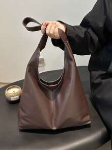 Tas Tote Besar Wanita Terbaru, Tas Bahu dengan Tekstur Berkualitas - Kopi - View 4