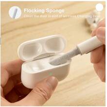 Cleaner Kit For Airpods Pro Pro2 1 2 3 4Multi-Function Cleaning Pen With Soft Brush Flocking Sponge For Bluetooth Earphones Case Cleaning Tools White - A - View 3