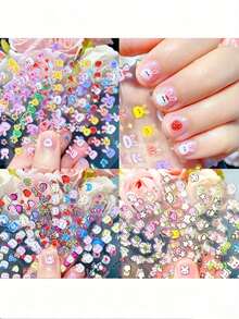10pcs Cute Cartoon Nail Stickers, DIY Princess Waterproof Nail Stickers, Cute Rabbit, Animal, Flower, Star, Moon... And More Cat Heart Flower Nail Stickers, Multiple Styles, Randomly Sent, Not Fixed Style, Back To School/Halloween/Christmas Essential - Multiple Styles - View 8