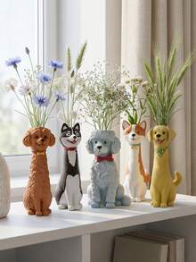 1pc Handmade Funny Dog-Shaped Unique Resin Vase, Home Desktop Decor Ornament | Home Decor, Room Decor, Bohemian Style, Desktop Decor, Cute Collectible, Unique Gift, Dining Table Centerpiece, Housewarming Gift - New Model - View 2