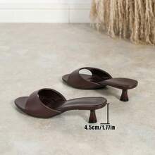 Women's Fashion Metallic Open Toe Low Heel Sandals, Comfortable Versatile Non-Slip Slippers For Commuting And Dating - Coffee Brown - View 8