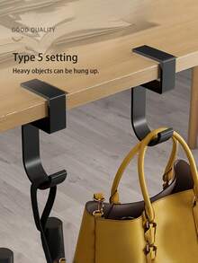 1pc Multi-Function Under-Desk Hook, Adjustable Backpack, Umbrella And Headphone Hook, Designed For Elementary School Desks, Office Desk Edge Storage Rack, Easy Installation Without Drilling, Essential For Back To School Season - A - View 4