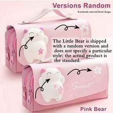 1-Piece Set. Cute, Multifunctional, Large-Capacity Puff Pastry Bear-Shaped Stress-Relieving Pencil Case For Elementary School Students. Suitable For School, Pencil Bags, Backpacks, And Stationery Supplies.,Back To School - Multicolor - View 9