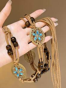 1pc Bohemian Butterfly Waist Chain Belt, Women's Design, Vacation Style, Summer Dress, Waist Rope Accessory - Multicolor - View 11