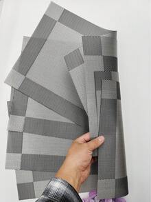 2/4/6件組多色簡約條紋編織PVC餐墊，可水洗，長方形桌墊，適用於居家與廚房裝飾 - 彩色 - 查看 4