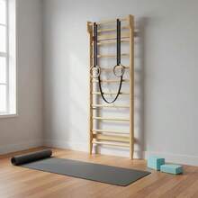 [Free Shipping] Gymnastics Wood Stall Bar, Multi-Use Swedish Ladder- Wall Mounted Pull Up Bar-Physical Therapy For Stretching And Various Exercises,Indoor Home Gym Workout Yoga-XY869461 - Multicolor - View 1