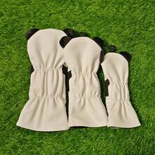 Chinese Style Cartoon Cute Giant Panda Golf Club Headcover, 3D Panda Ears, Exquisite Embroidered Pattern, Lychee Texture PU, Shock-Absorbing Headcover For Field Use - White - View 5