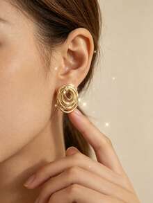 Heavy-Duty Twisted Knot Stainless Steel Earrings, European And American INS Influencer Style Thick Metal Earrings, Christmas New Year Birthday Gift, Shopping Commuting Workplace Atmosphere Earrings - Multicolor - View 6