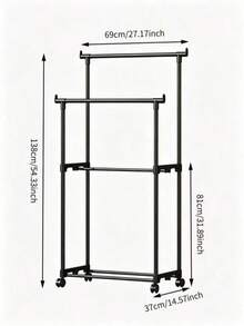 Freestanding Clothes Rack For Home, For Bedroom, Portable Clothes Rack, Simple Clothes Hanger For Dorm, Floor Standing Clothes Rack For Balcony - 69*37*138CM - View 8