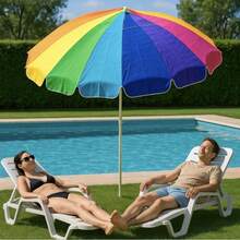 Colorful Large-Size Outdoor Sun Umbrella, Beach Camping Sun Umbrella, Portable Sun Umbrella For Courtyards And Balconies. - A - View 2