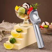 Pimoys Large Ice Cream Scoop 7 Inches Nonstick Anti-Freeze Metal Ice Cream Scooper Spoon One Piece Aluminum Design, Bright Silver - ColorA - View 3